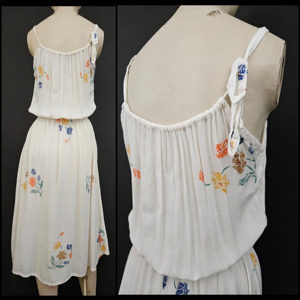 Vintage Floral Spaghetti Strap Blouson Sun Dress - Picture 11 of 15